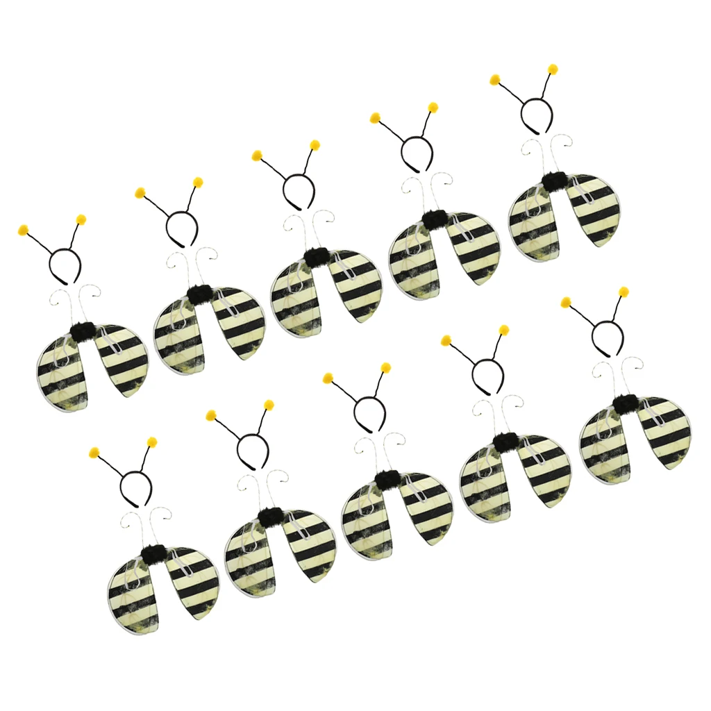 20x Girls Bumble Bee Fairy Wings Honeybee Antenna Headband Costume Accessory