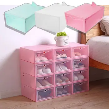 

Shoe Box Clear Door Stackable Storage Case Organizer Plastic Folding Drawer Type