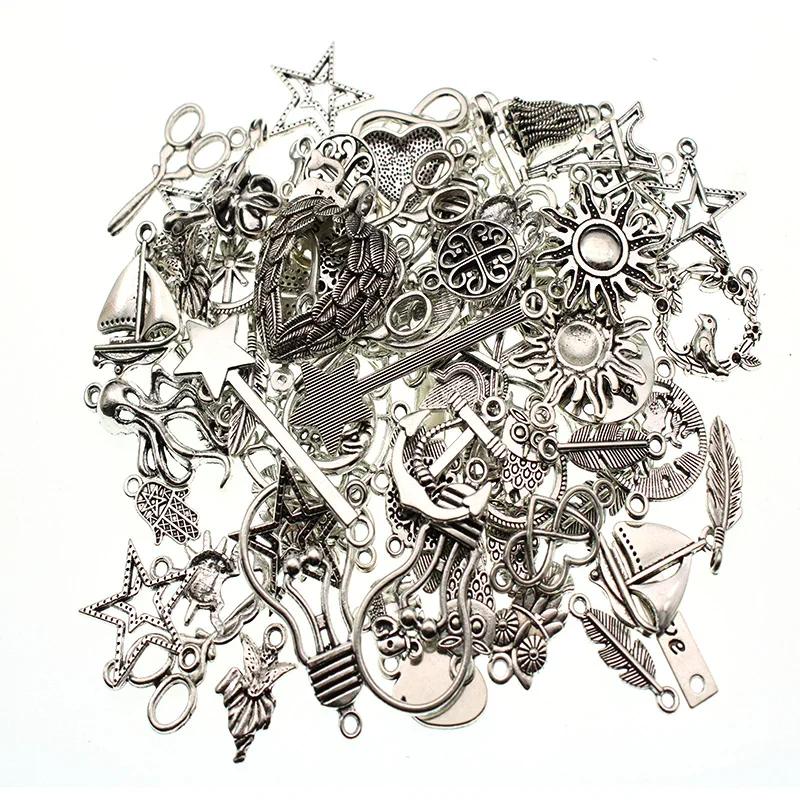 antique silver 20 шт винтажные металлические 4 цвета смешанные размеры случайные подвески в виде животных для самостоятельного изготовления ювелирных изделий браслет ожерелье ювелирные изделия ручной работы - Окраска металла: antique silver