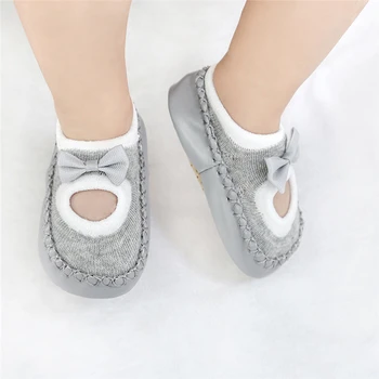 

0-3 Years Old Baby Girl Anti-Slip Floor Socks New Spring Summer Non-Slip Leather Bottom Baby Shoes Bow Children's Floor Socks