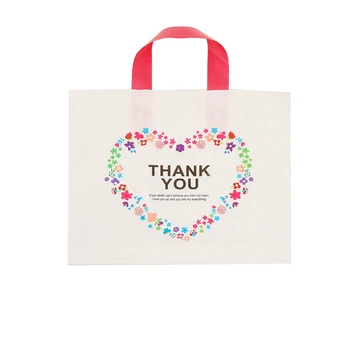 

50 Pcs Thank You Plastic Merchandise Shopping Bags,Boutique Bags,Retail Bags,Gift Bags Party Supply(33X25X6CM)