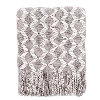 

Sofa Blanket Knitted Throw Rectangle Couch Cover Soft Home Office With Tassels Acrylic Fiber Gift Wave Pattern Warm Living Room