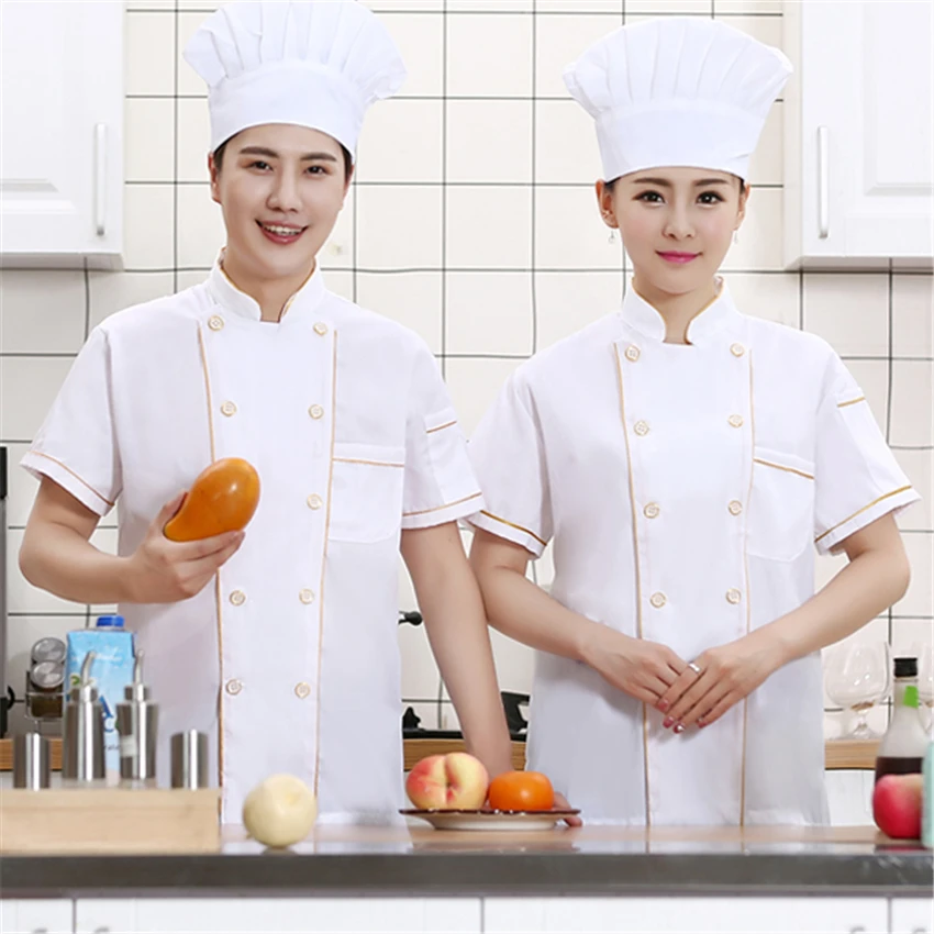 Chef Uniform Man Woman Restaurant Bakery BBQ Jacket Kitchen Cook Uniforms Double Breasted Breathable Chef Coat Apron Work Clothes