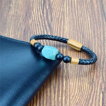 

High End Leather Wrap Bracelet W/ Stones Vintage Weaving Statement Art Chain Bracelet Jewellery Gifts
