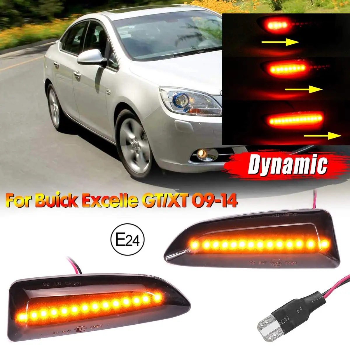 Пара сигнальных указателей поворота для Buick, Excell GT/XT 2009-14 Копченый черный последовательный Динамический светодиодный фонарь с боковыми сигналами