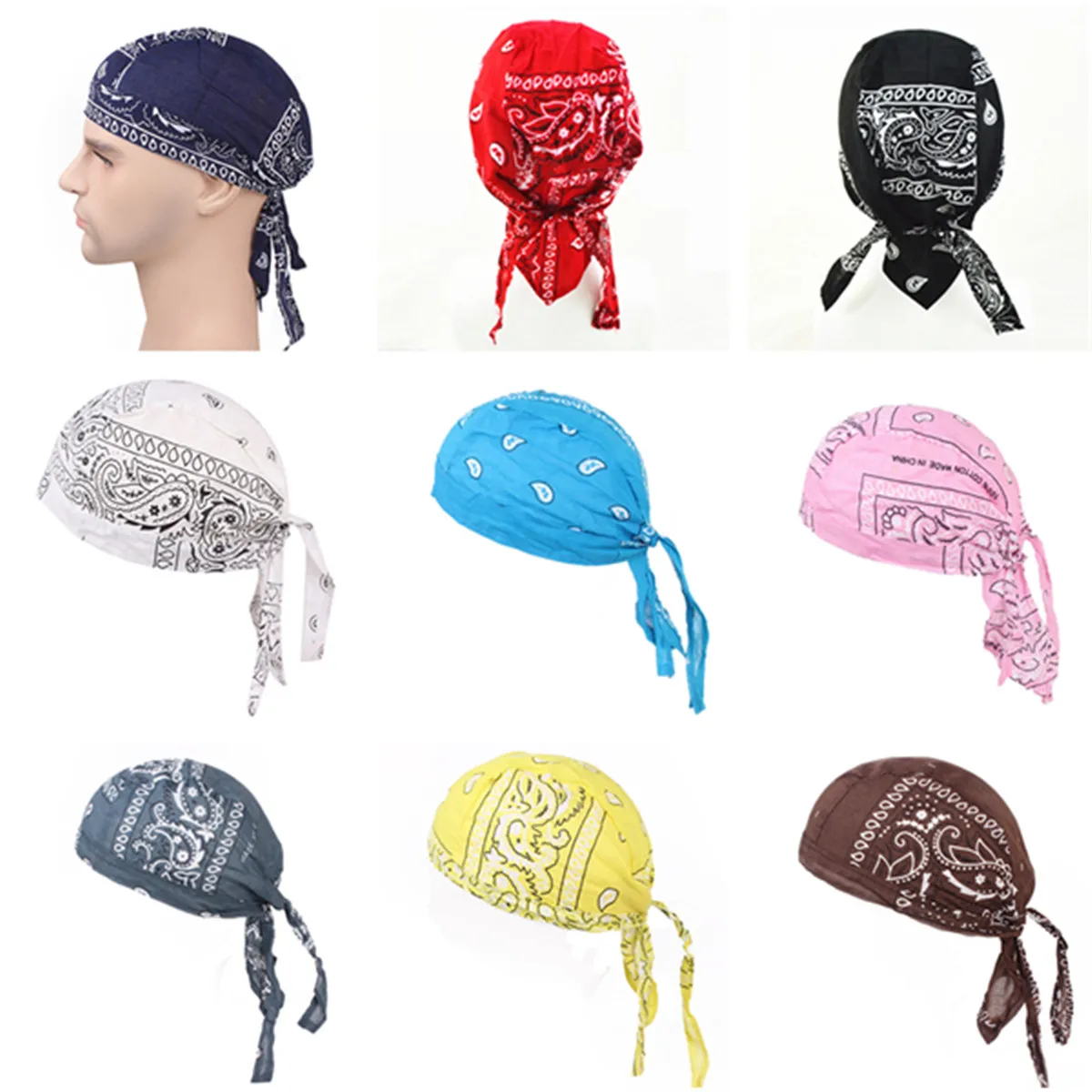 Cool Fitted Biker Bandanna Head Wrap Tie Down Scarf Pirate Du Rag Doo