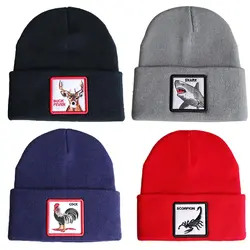 2019 новости Zoo Animal buck fever Shark Elephant Beanie Кепка для мужчин и женщин Лыжная Вязаная Шапка чепчик унисекс s