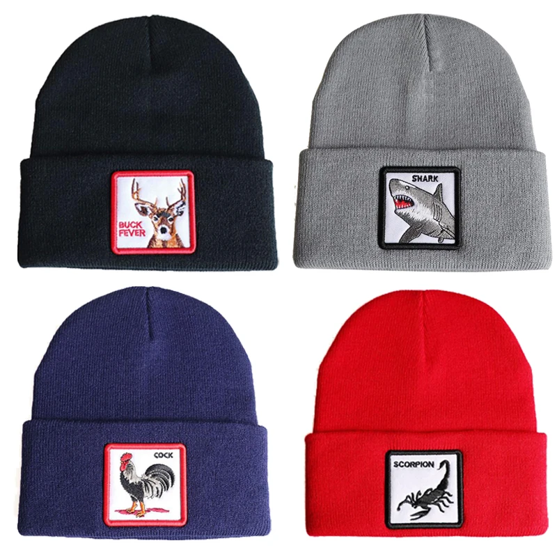 

2019 News Zoo Animal buck fever Shark Elephant Beanie Cap for Men Women Skiing Knitted Hat Unisex Bonnet Caps
