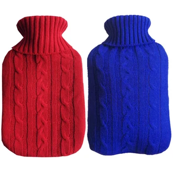 

2x Knitting Hot Water Bottle Cover, Hot Water Bottle Cover,Suitable for 2000 Ml Hot Water Bottle(Red&Blue)