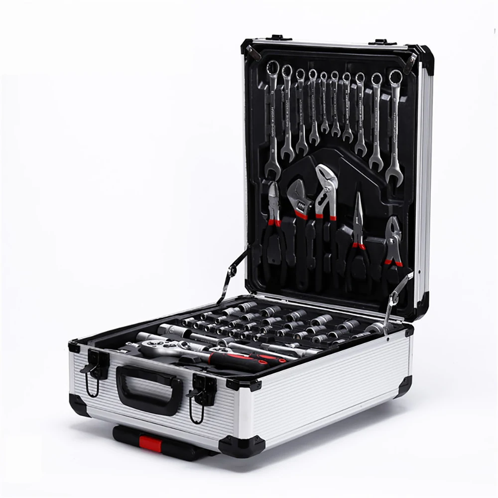 

187Pcs Home Auto Repair Industrial Hardware Tools Set Manual Professional Tool Set With Aluminum Alloy Trolley Case Y