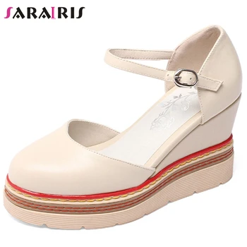 

SARAIRIS Brand Genuine Leather Platform Sandals Women Summer Fashion Casual Sandals Ladies New Arrival 2020 High Wedges Shoes