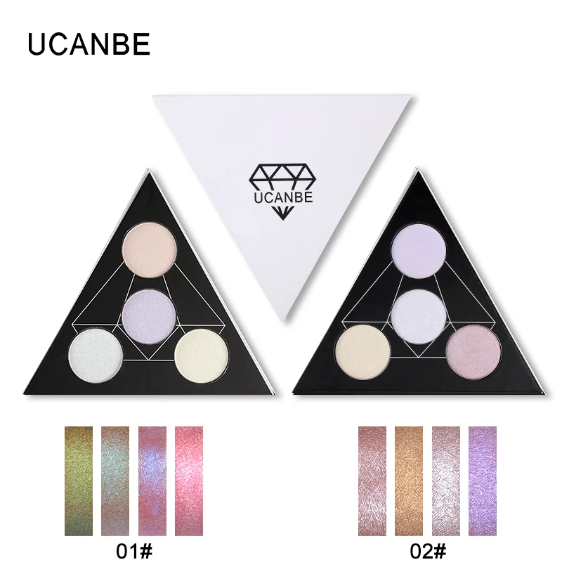 

UCANBE Triangle Glitter Eyeshadow Palette Holographic Shade Eye Lip Face Makeup Highlighter Shimmer Shine Powder Nude Eye Shadow