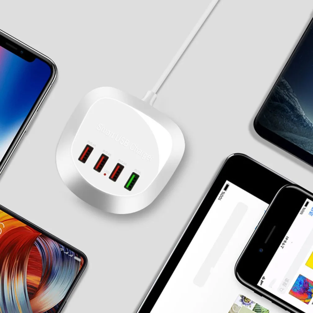 4-Port USB 20W Multi-port Charger Travel Charger With Its Own Line For Business Trip USB Power Strip 2.4A