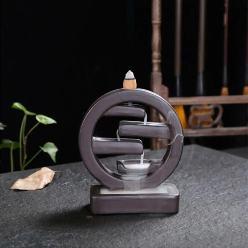 Porcelain Backflow Ceramic Cone Incense Burner Holder Cones Black Glazed Cone Incense Burner Backflow Incense Burner Cones
