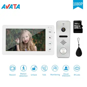 

Wired Video Intercom Kit Doorbell Access Control System Support SD Card Motion Detection Image Capture Message IR Night Vision