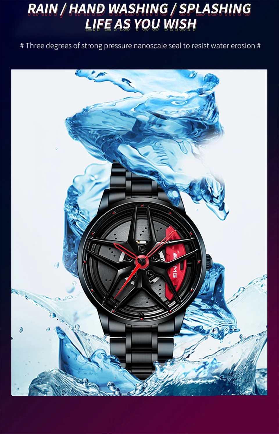 2021Original 3D Men Watches  Rim Watch Hub Custom Design Sports Watch Waterproof Creative Male Watch Mens Wheel Wristwatch Clock