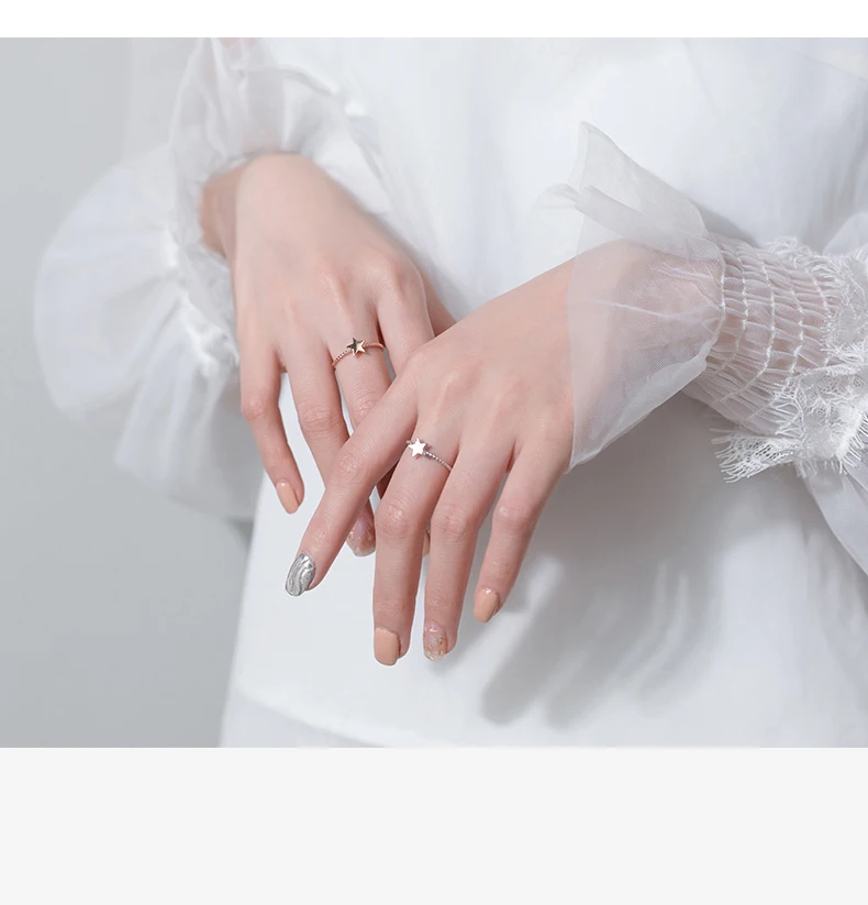 MloveAcc Горячая стерлингового серебра 925 простой геометрический звезда женское свадебное кольцо на палец серебряные ювелирные изделия