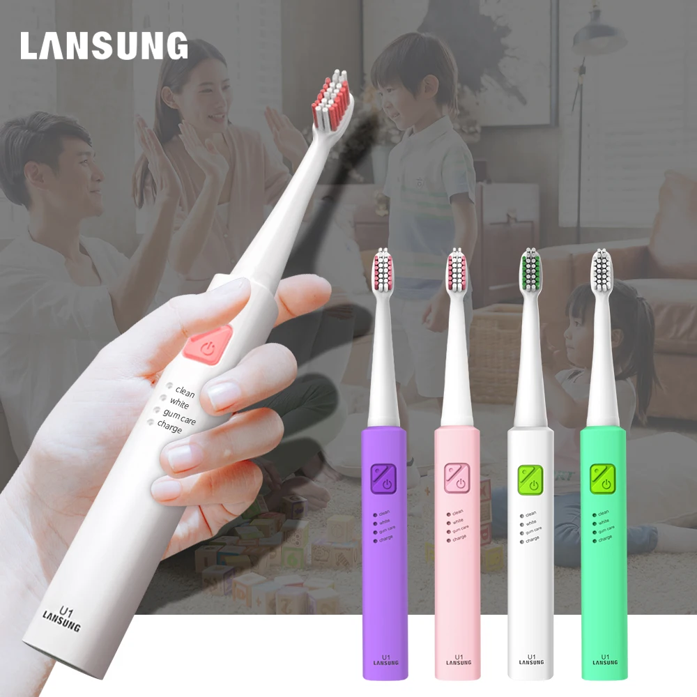 Lansung Sonic Electric Toothbrush Ultrasonic USB Rechargeable Adult Toothbrush Smart 4 Toothbrush Heads Replaceable Whitening Lansung Sonic Electric Toothbrush Ultrasonic USB Rechargeable Adult Toothbrush Smart 4 Toothbrush Heads Replaceable Whitening