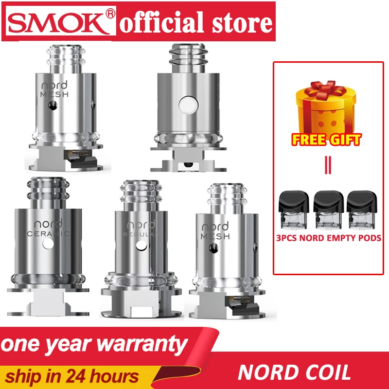 

Original 5pcs SMOK Nord Replacement Coil with Regular 1.4ohm Coil and 0.6ohm Mesh Coil for SMOK Nord KIt Electronic Cigarette