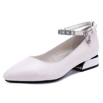 

2020 Best Sale New Spring Top Cowhide Rhinestone Pointed Shoes Women Fashion Shoes Elegant Comfort Low-heel Shoes Large Size 43
