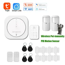 Système d'alarme domestique sans fil Tuya, wi fi, GSM 433MHz, avec capteur de mouvement, anti cambriolage, fonctionne avec Alexa et Google Assistant 