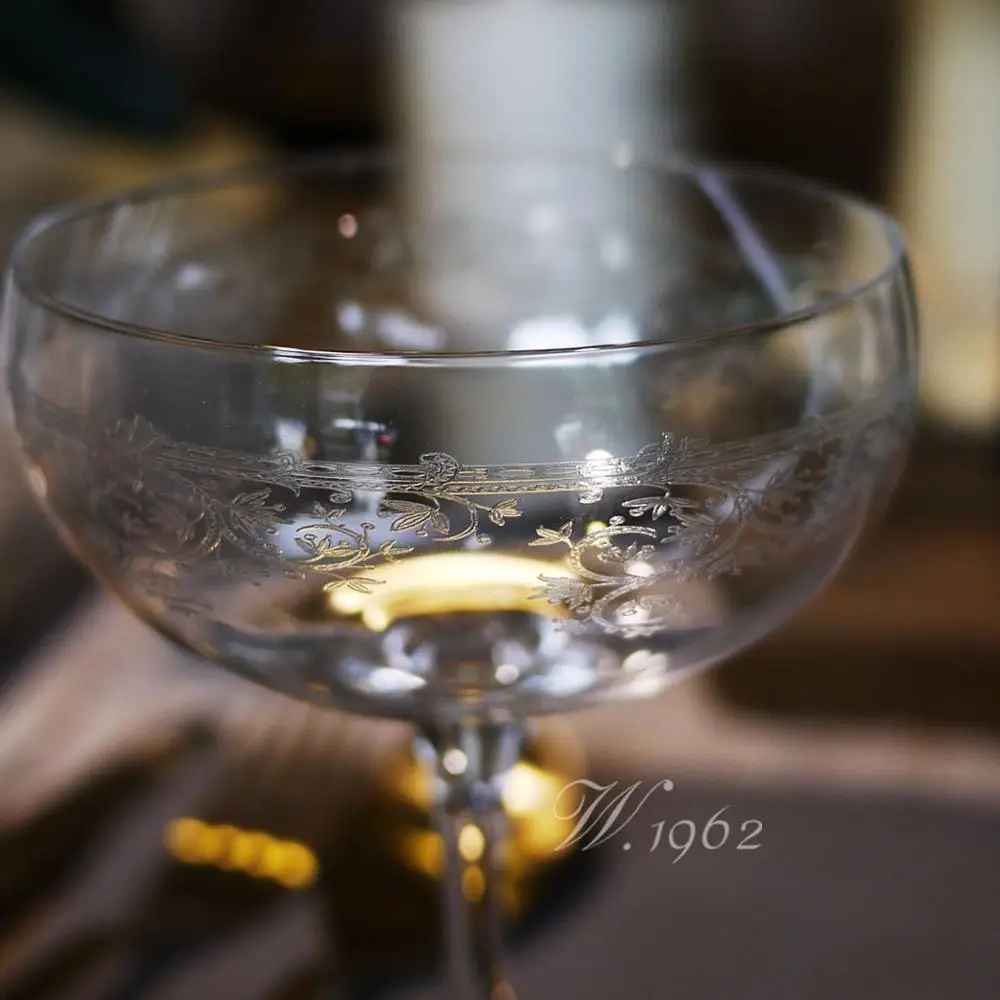 Lucca Series Crystal Engraved Classic Large Champagne Glass Cocktail Glass