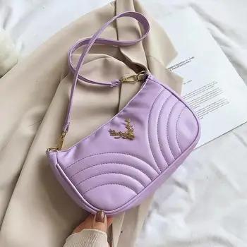 

New Design Striped Small Shoulder Bag For Women 2020 Candy Color Handbag PU Leather Underarm Bag Female Travel Daily Totes