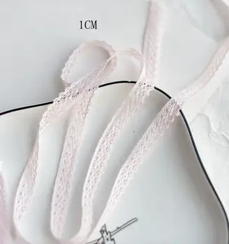 

10 Meters/lot 1cm Width Pink Cotton High Quality Lace Fabric Ribbon Lace Trim Sewing DIY Material Lace Accessories