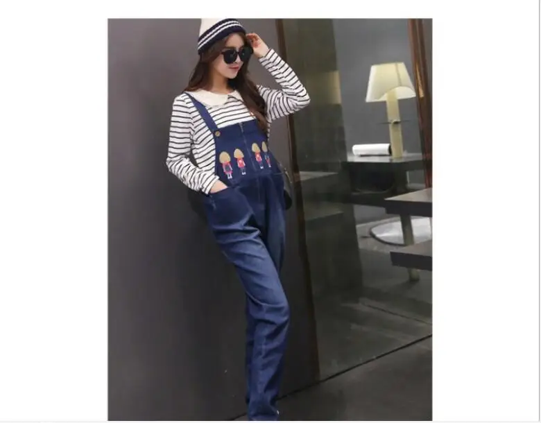 New hot Maternity Clothing Pants winter Autumn Light Blue Denim Plus Size Overalls Pregnant Women Large Size Suspender Trousers