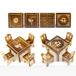 5 шт./компл. мини деревянная мебель винтажный стол стул ролевые игры миниатюрная комната Игрушка-подарок для детей набор