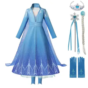 

Girls Elsa Light Up Costume Ocean Riding Dress Kids Elza New Clothes Children 2019 Anime Film Princess Role Playing Sets