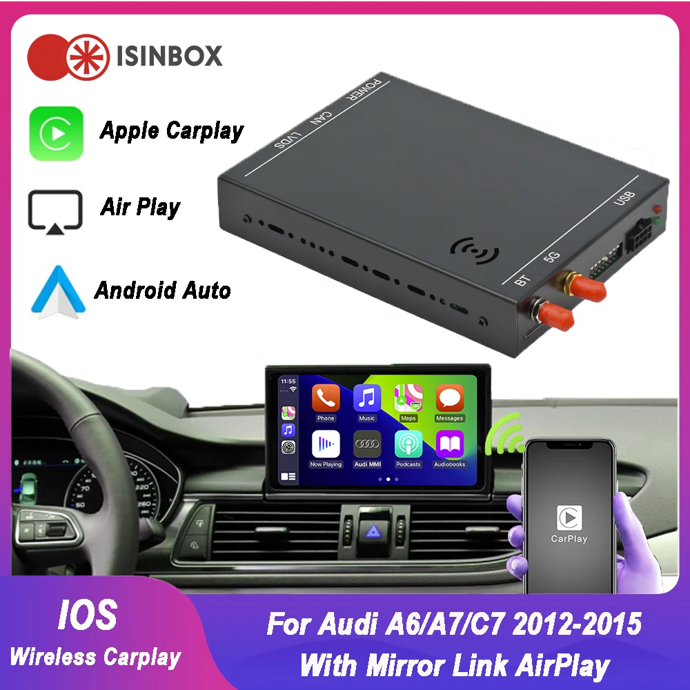 Wireless Apple CarPlay Android Auto Interface for Audi A6/A7/C7(2012-2015), with Mirror Link AirPlay Car Play Functions
