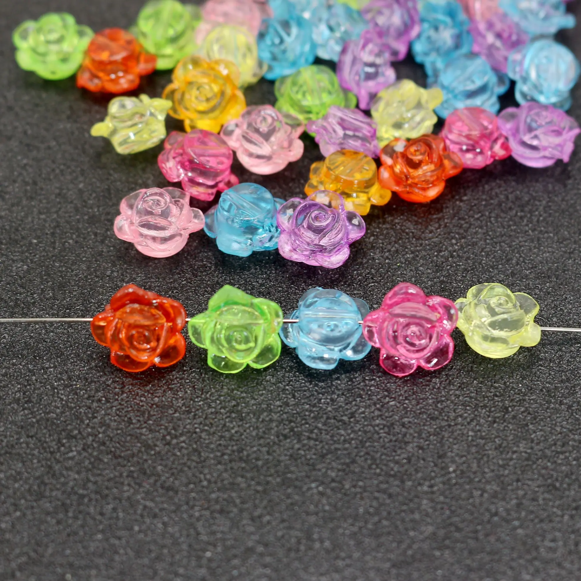 100 смешанных цветов прозрачная акриловая Розовая Кнопка бусины 10 мм | Украшения и
