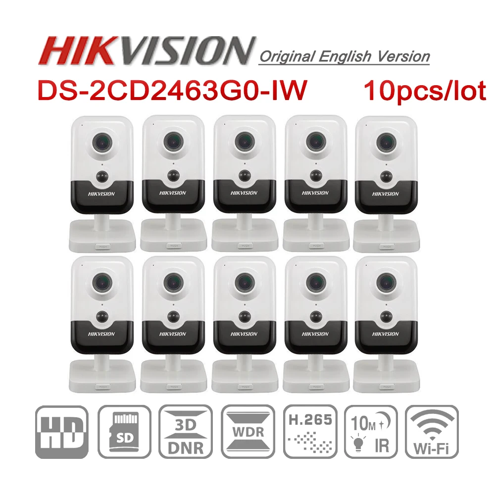 Предпродажа DS-2CD2463G0-IW Hikvision оригинальная IP Cube сетевая камера 6MP IR10m H.265+ Wifi POE SD слот для карты CCTV камера 10 шт./лот