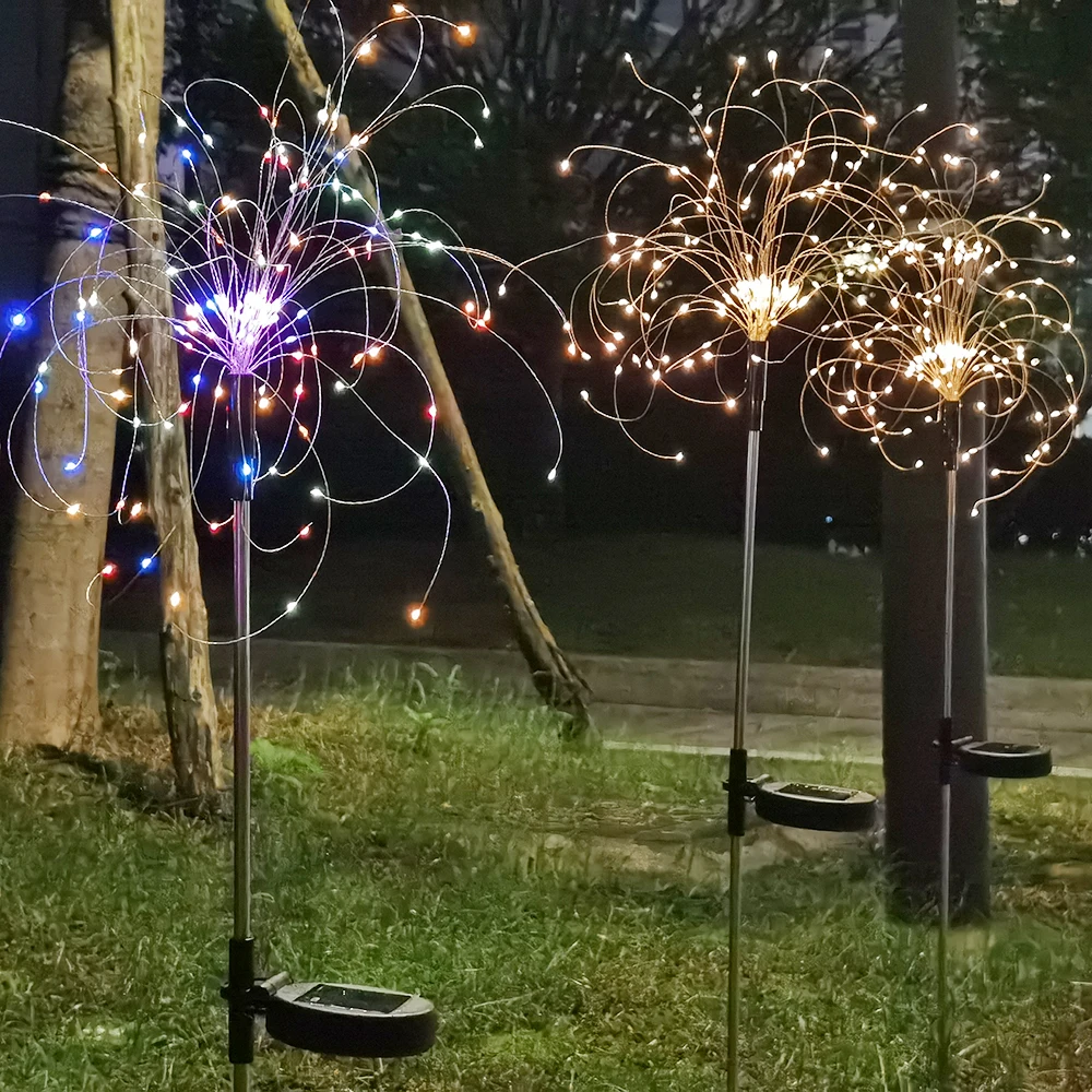 

90/150 LEDs Outdoor LED Solar Fireworks Lights Waterproof Flash String Light For Lawn Garden Patio Christmas Holiday Decoration