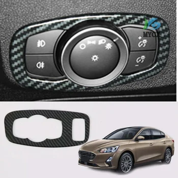 

For Ford New FOCUS 2019 2020 Carbon fiber Headlight Fog Light Lamp Adjust Button Instrument Switch Panel Cover Trim Bezel