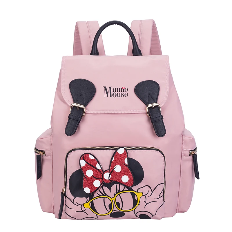 Disney Minnie Mummy сумка для подгузников для беременных, рюкзак большой емкости, водонепроницаемая сумка для детской коляски, сумка для подгузников для ухода за ребенком - Цвет: pink