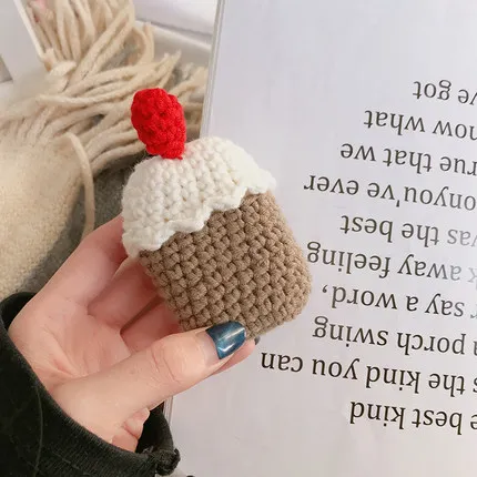 Мультяшный защитный вязаный чехол, кожаный чехол для свитера, силиконовая коробка для гарнитуры, Вязаная Шерстяная Крышка для наушников, содержит силиконовый чехол - Цвет: 07