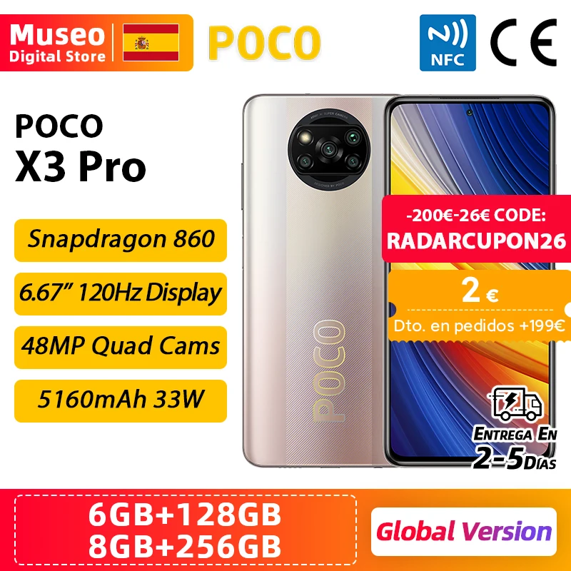 POCO X3 Pro versión Global Snapdragon 860 Smartphone 120Hz DotDisplay 3,1 UFS 6GB 128GB 8GB 256GB 5160mAh 33W NFC Quad cámara de IA