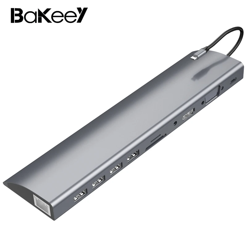 

Bakeey Multifunction 11 in 1 USB-C Hub Docking Station Adapter with USB 3.0/2.0 Type-C PD Port/RJ45 Internect Port/Memory Card