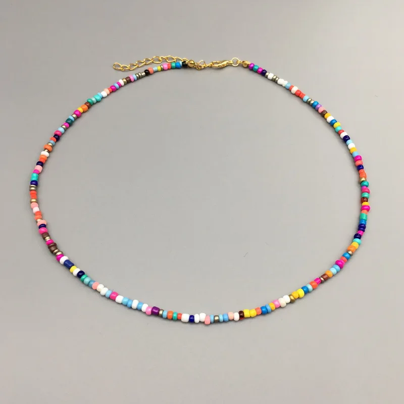 Простое Семя Ожерелье из бусин женские струна из бисера Короткое женское ожерелье ювелирные изделия 16 дюймов Чокеры ожерелье подарок