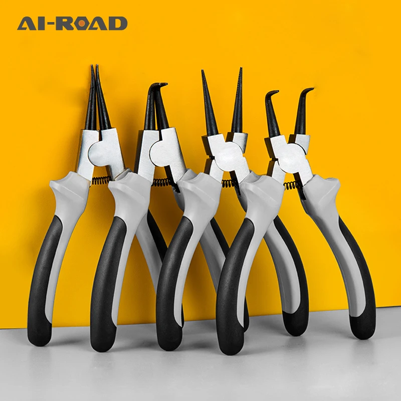 

6"Multifunctional Shaft Hole Snap Ring Pliers Multi Crimp Tool Internal External Ring Remover Professional Circlip Pliers