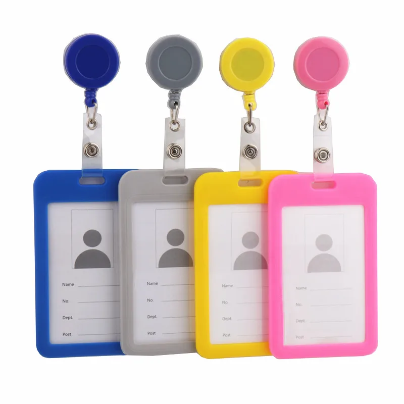 Badge Holder 12 Colour Card Cover Bus Card Retractable Pull Badge Holder Business Credit Cards Bank ID school supplies
