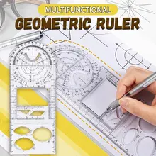 Règle géométrique multifonctionnelle, modèle de règle de dessin, outil de mesure, règles en plastique pour fournitures scolaires et de bureau, nouveauté 2021
