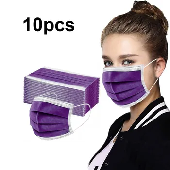 

Adult Disposable Face Mask Solid Color Non-woven Fabric Mask Breathable Face Cover For Women Men 10-100PCS Masque Adulte