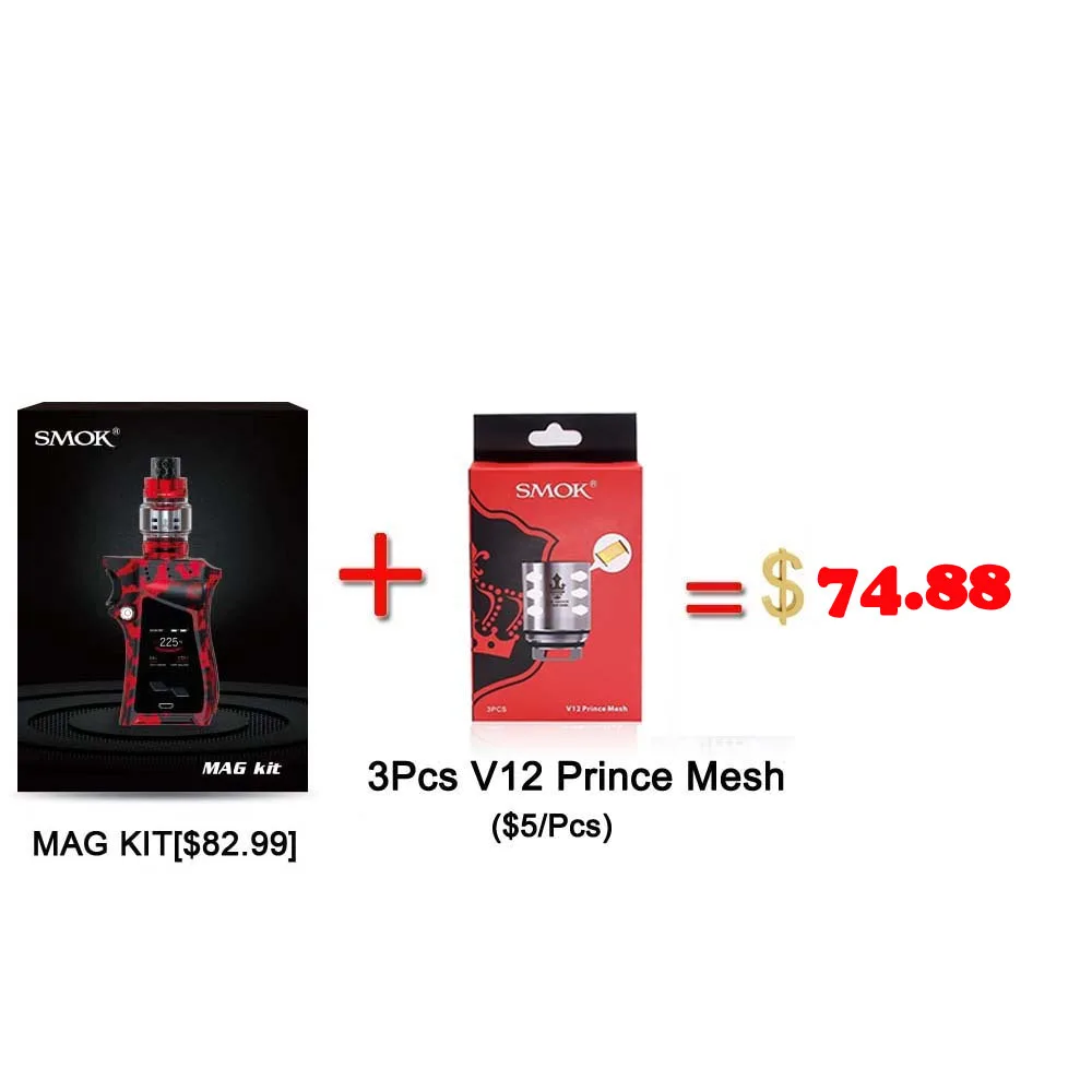 Аутентичный вейп SMOK MAG Комплект с 225 Вт коробкой мод и 8 мл TFV12 Prince Tank электронная