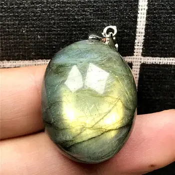 

Natural Yellow Light Labradorite Necklace Pendant Jewelry For Woman Man Crystal Silver 28x22x13mm Moonstone Beads Gemstone AAAAA
