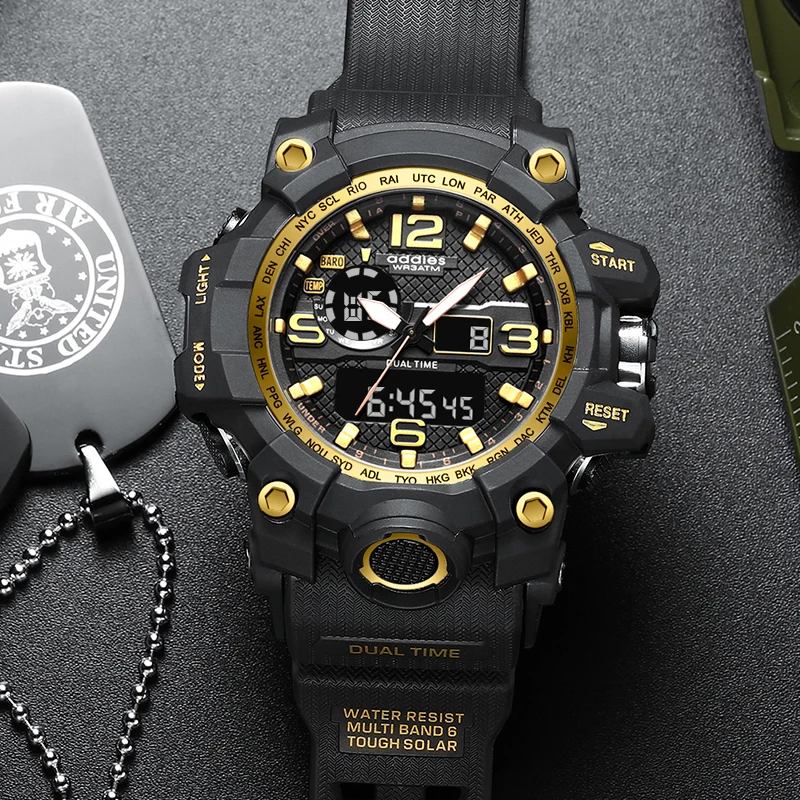 

addies Digital Sports Watches Military Mens Watch Analog Shock Watches Reloj Led Wristwatch Male Gift