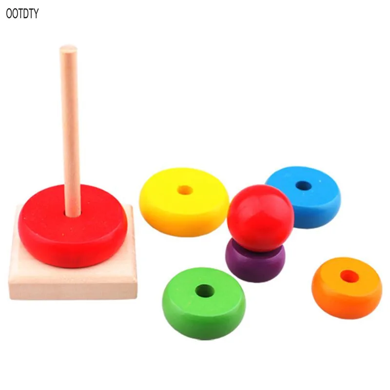 Монтессори Деревянные игрушки Детские обучающие игрушки для детей Детские красочные деревянные блоки образовательная игрушка