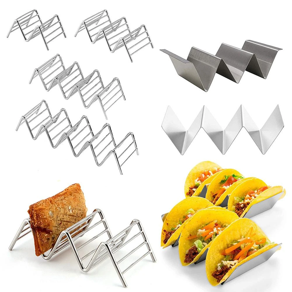 Soporte acero inoxidable para tacos, Protector de comida para cocina, soporte para tortitas mexicana, bandeja de drenaje, taza de Salsa, herramientas de cocina|Herramientas de tartas| - AliExpress